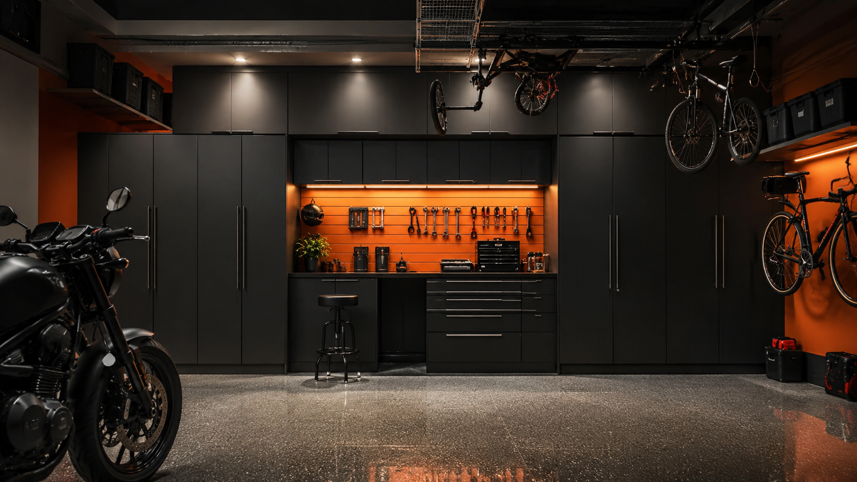 custom black garage cabinets
